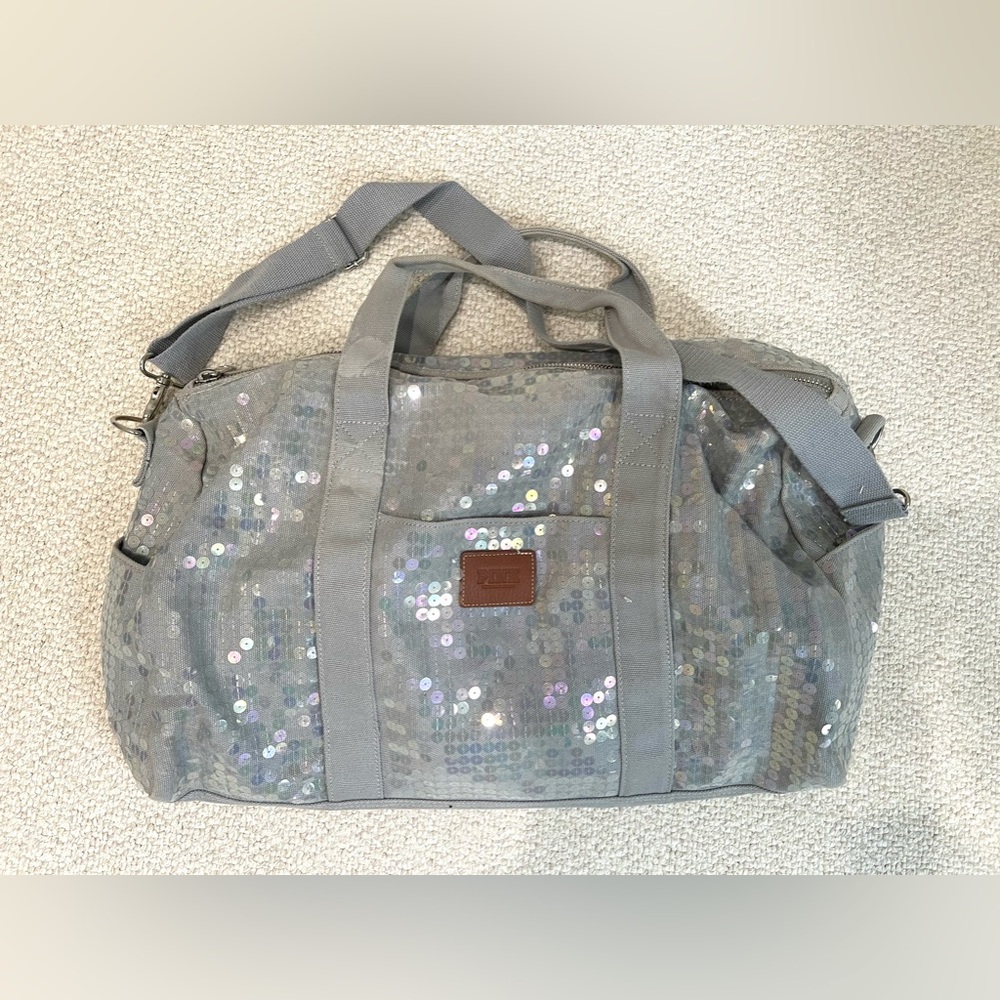 Original Victorias Secret PINK VS Sequin Bling Duffle Overnight Bag Tote